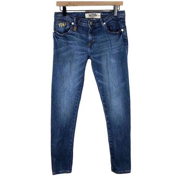 Vintage Y2K Von Dutch Low Rise Skinny Jeans Metallic Back Pocket Size 32/M